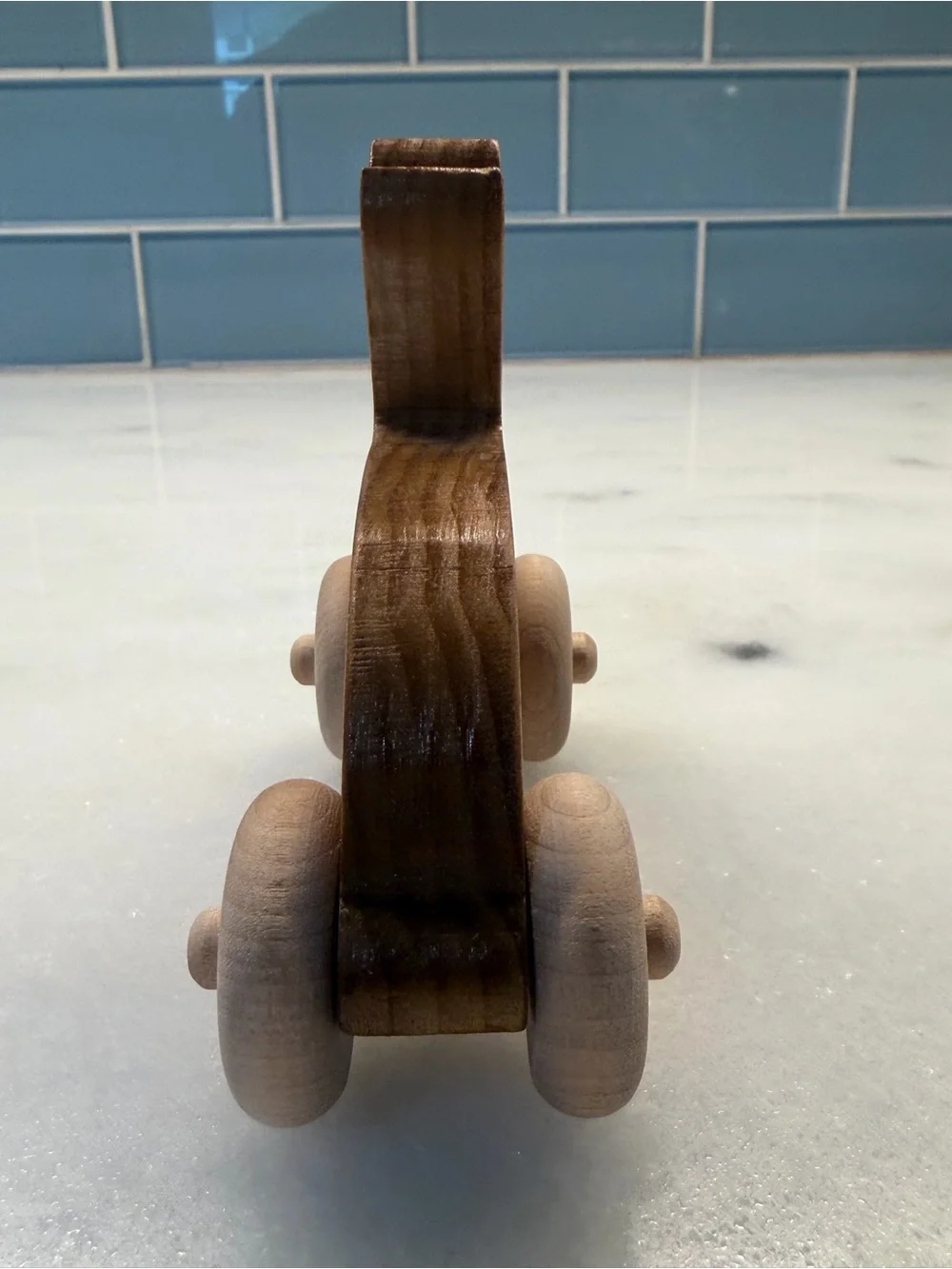 Wooden Rolling Bunny Rabbit Push Toy Handmade Style Wood Wheels Nursery Decor